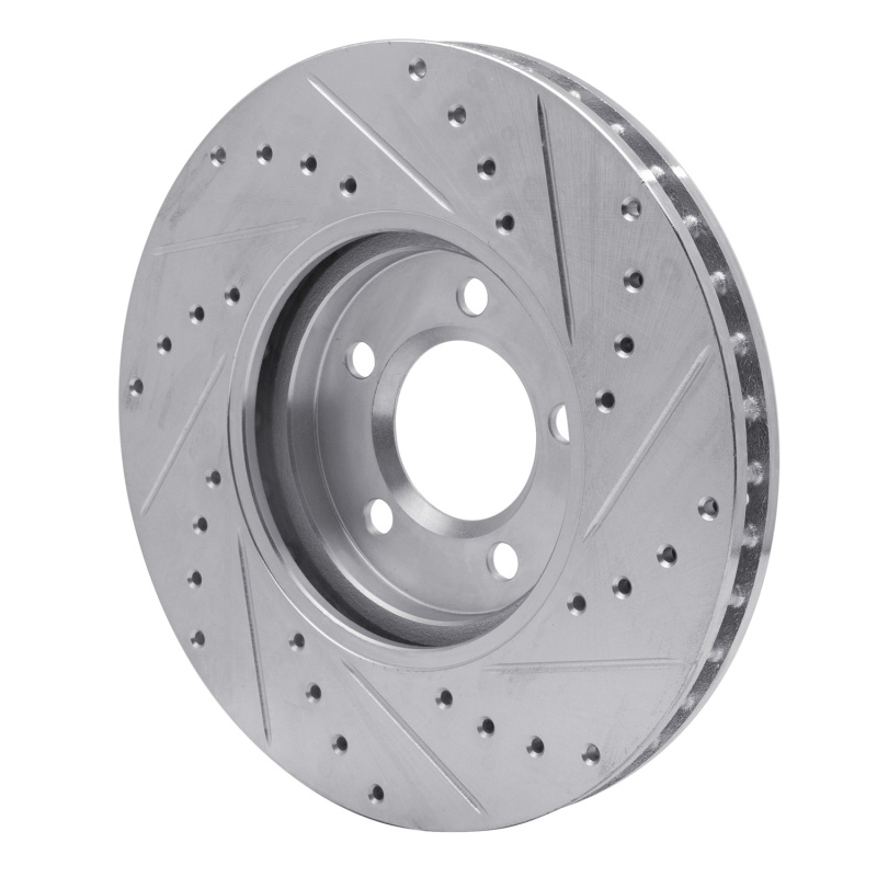 Ford Thunderbird Brake Rotor (1) - Front Left - R1 Concepts - Drilled & Slotted - Silver - `00-`06